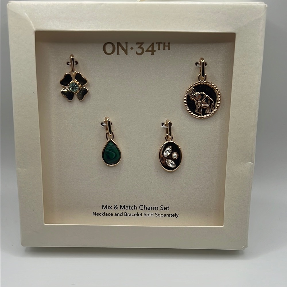 On 34th Gold and Green Charm Set